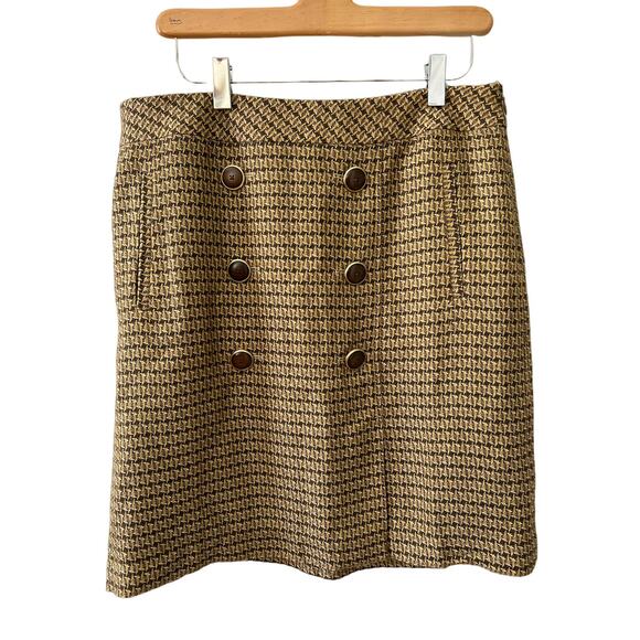 LOFT Tweed Mod Mini Skirt Brown Yellow 6 - Picture 1 of 4
